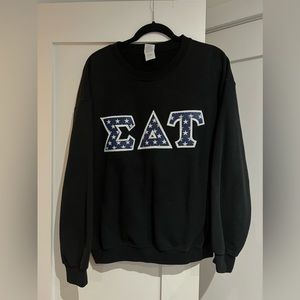 ΣΔΤ (Sigma Delta Tau) Blue & White Stars Crewneck Size L